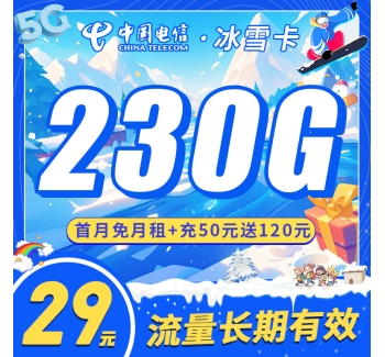 卡世界电信冰雪卡29元230G